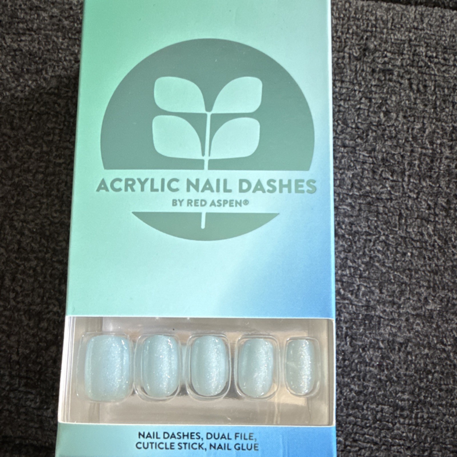 Red Aspen Nail Dashes Press-On Nails Short Square Blue Glitter, Arena
