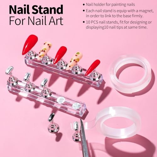 Nail Art Brushes Set 11 Pcs with Stand Dotting Tool Palette for Acrylic