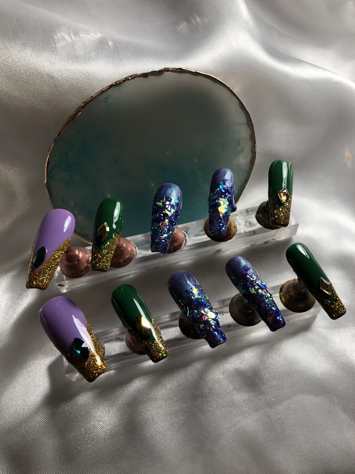 Z-NAILZ!|Mardi Gras Press On Nails|Custom Nails|Handmade Nails|Fake Nails