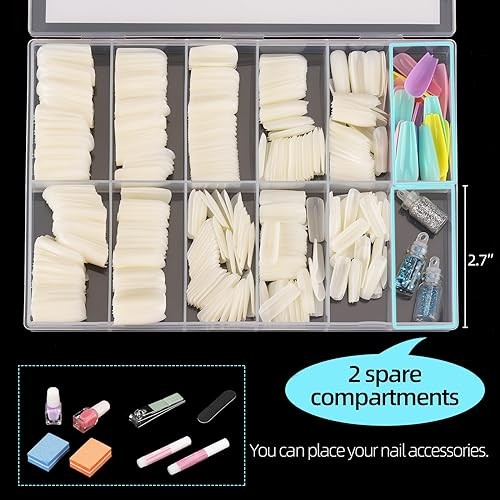 500Pcs Medium Square Nail Tips Full Cover Acrylic False Nails B-square-natural