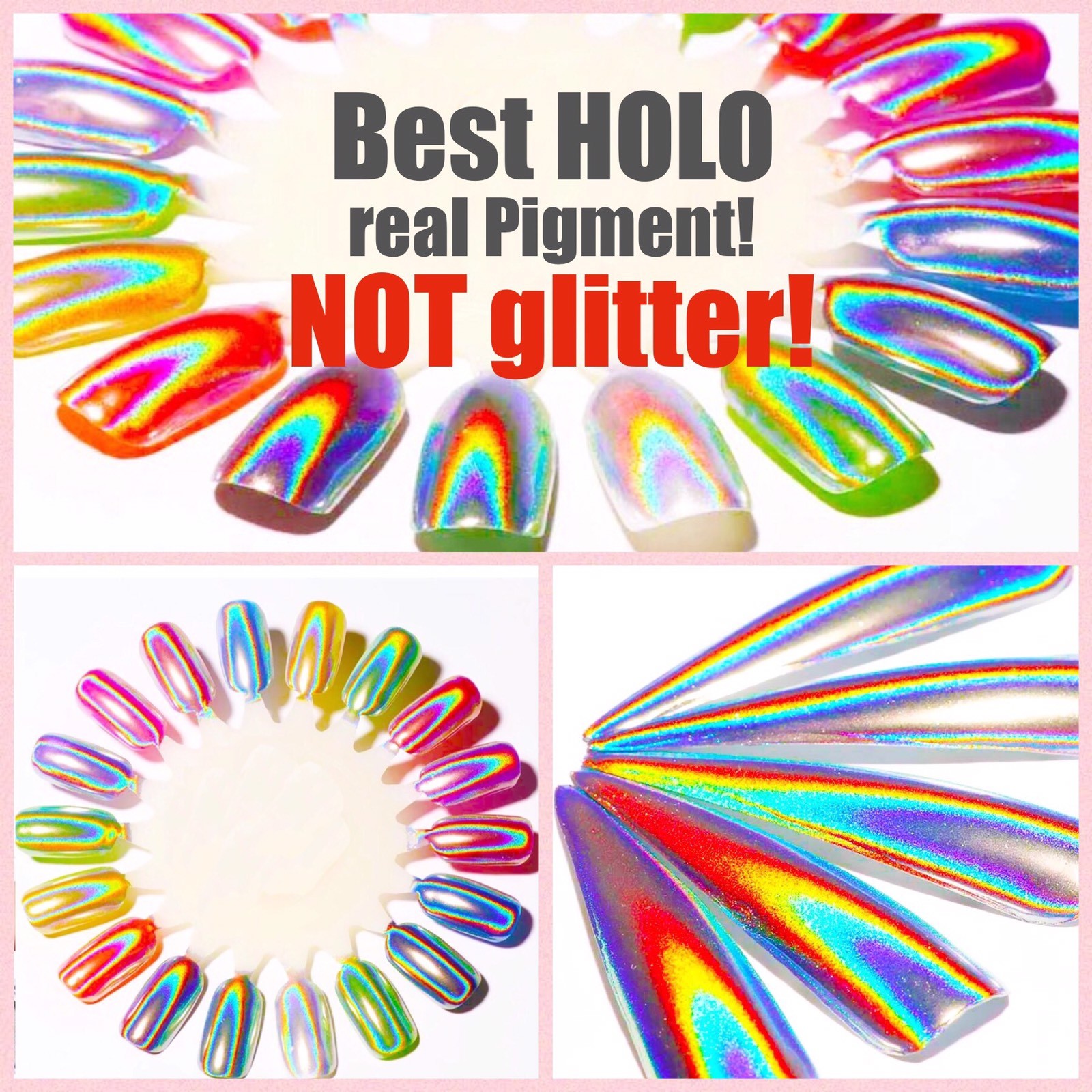 UNICORN NAIL POWDER HOLOGRAPHIC EFFECT MIRROR HOLO CHROME NAILS PIGMENT 15µ! Q15