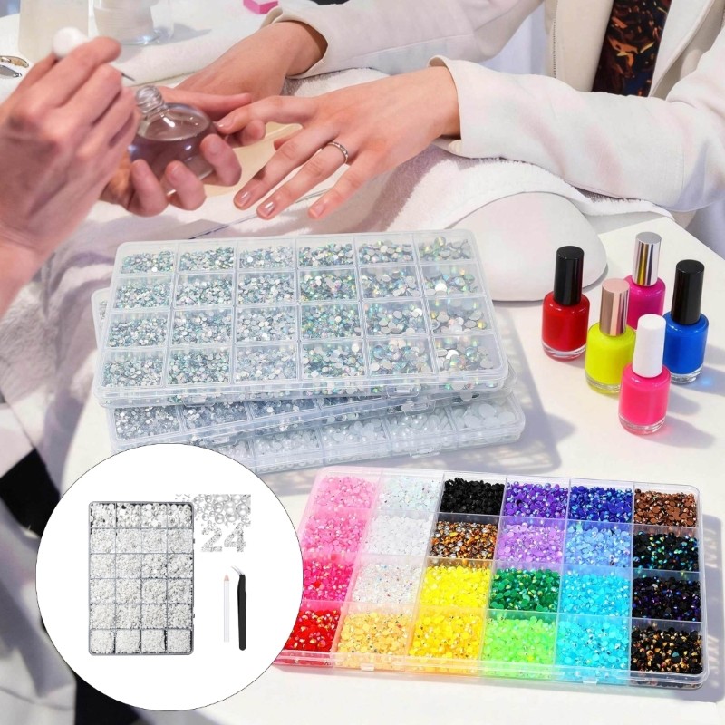 Resin AB Glittering Flat Back Rhinestones Bedazzling For Nail Art 3mm To 6mm