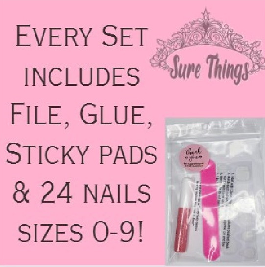 24 Short Watermelon Press On Nails kit glue on pink green seeds cute funny