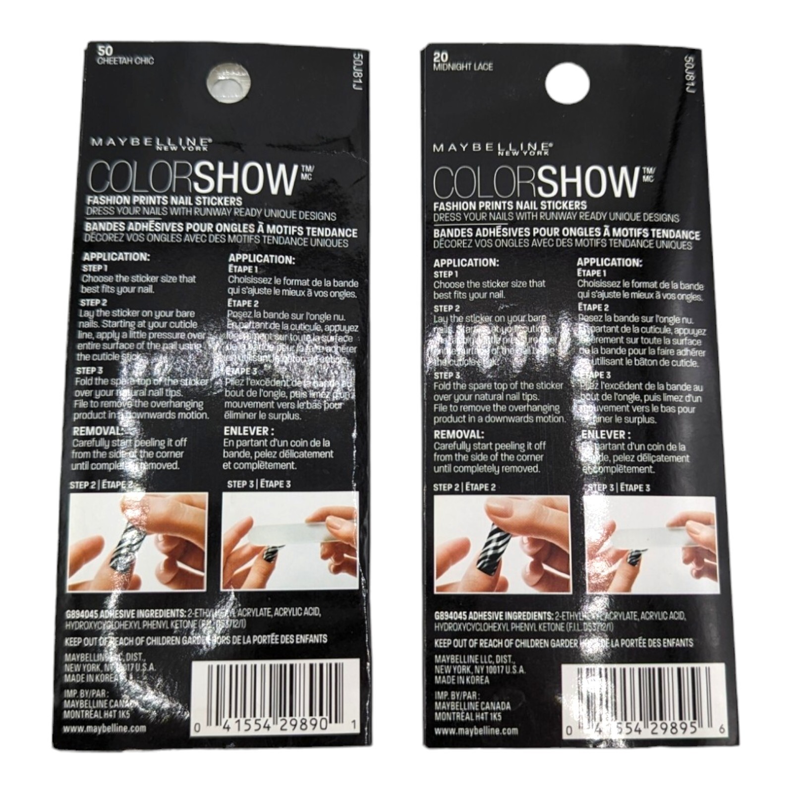 Maybelline Color Show Fashion Print Nail Stickers 2 Cheetah Chic Midnight Lace