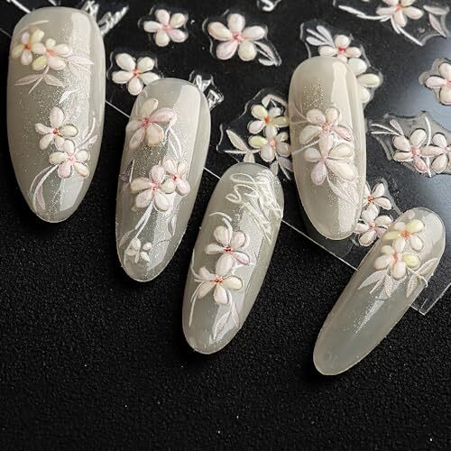 5D Spring Flowers Nail Art Stickers Cherry Flower Nail Stickers for Flower2