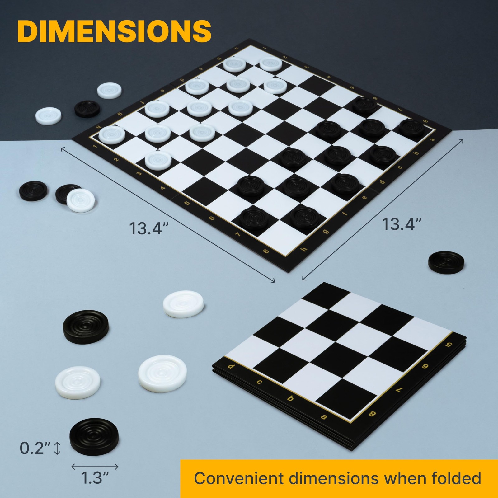 Checkers Board Game with 30 7.9 x x 0.1 inches, Monochrome Or Multi-color