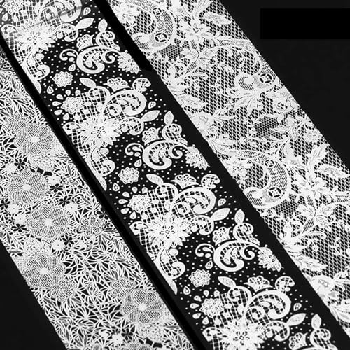10 Rolls White Lace Nail Foil, Lace Nail Art Foil Transfer Stickers Style 2