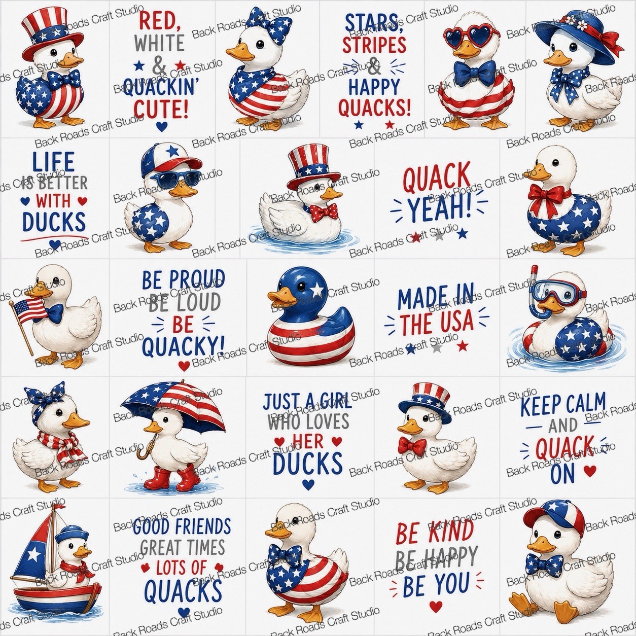 4th of July Ducks Waterslide Finger Nail Decals Instructions Bonus set of 50 JM