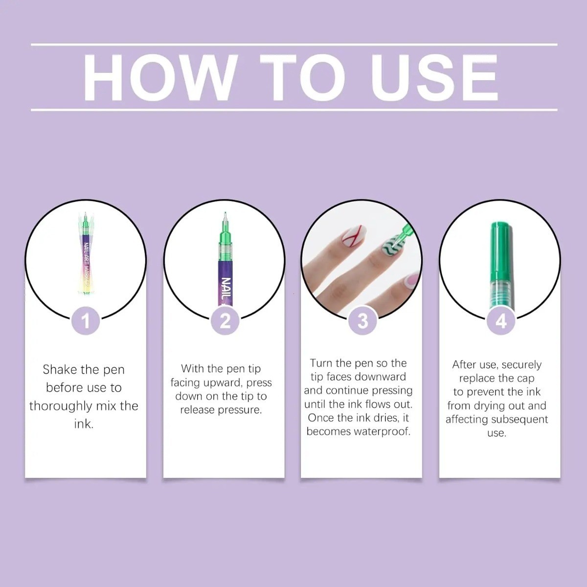 12-Color Water-Based Nail Art Markers Quick Dry Pens for DIY Nail Designs