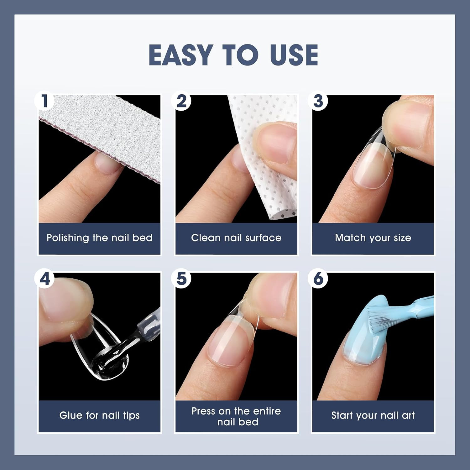 Short Almond Gel Nail Tips: 240 PCS Pre-Shaped False Acrylic Nail Tips Clear Fak