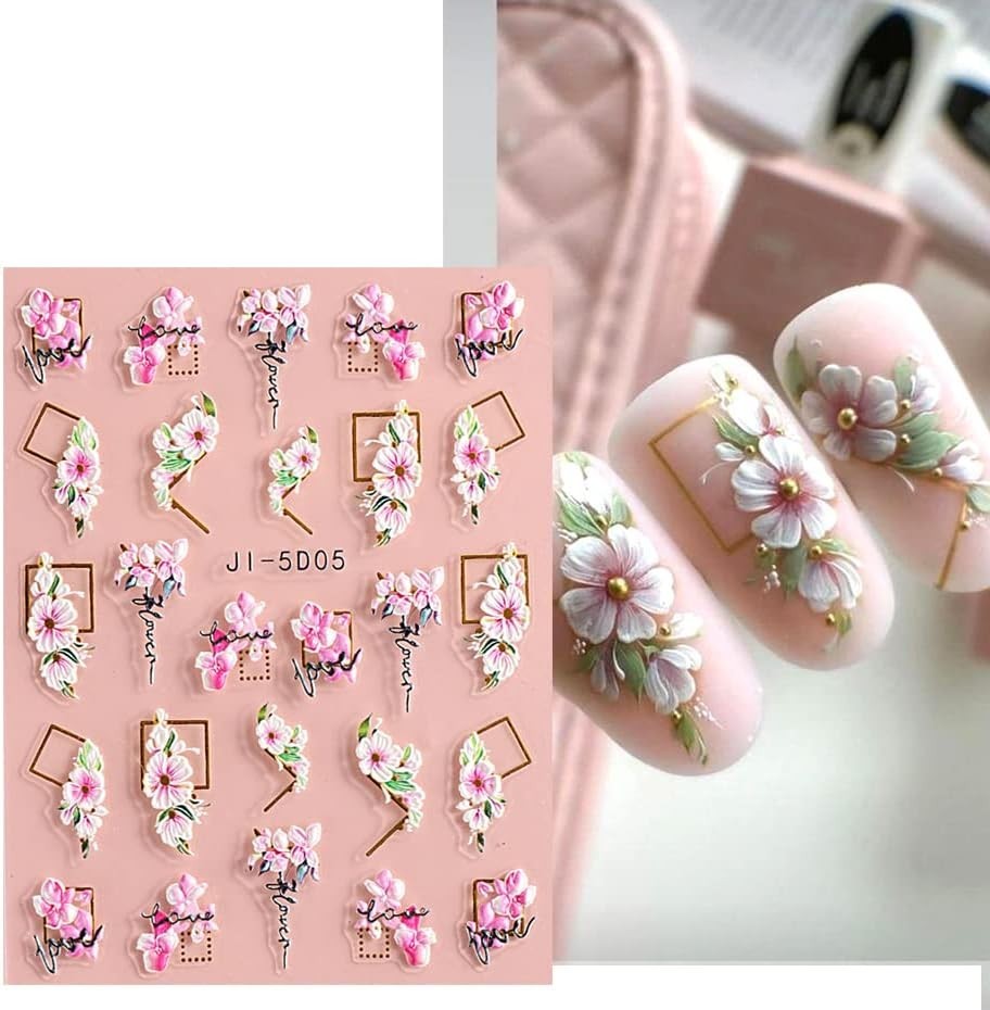 Waterproof 3D Flower Leaves Nail Stickers – Perfect Gift for Nail Lovers