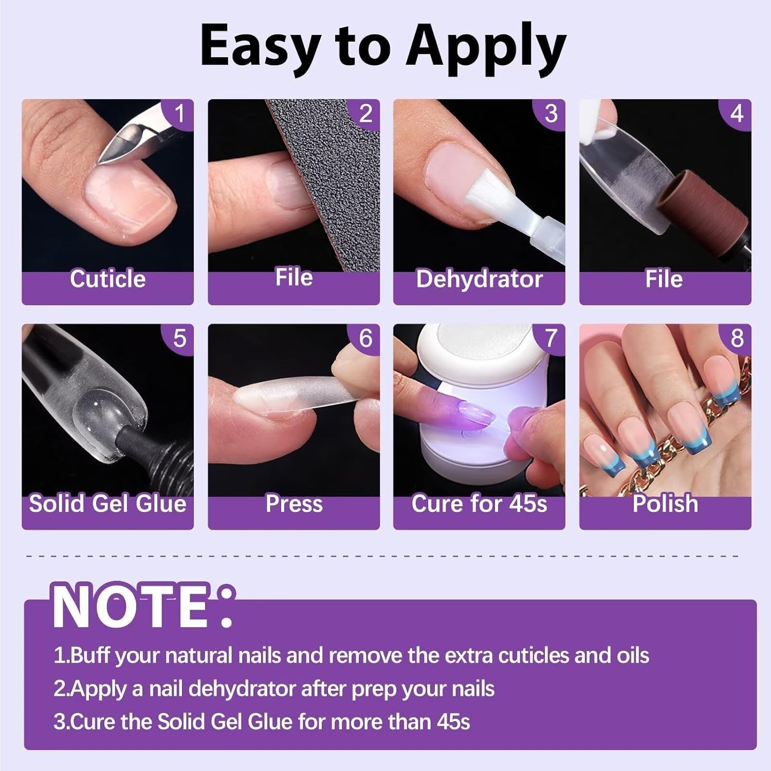 30g Solid Nail Gel for Nail Tips, Upgrade Gl ue Gel for Fake Nails Cure Neede…