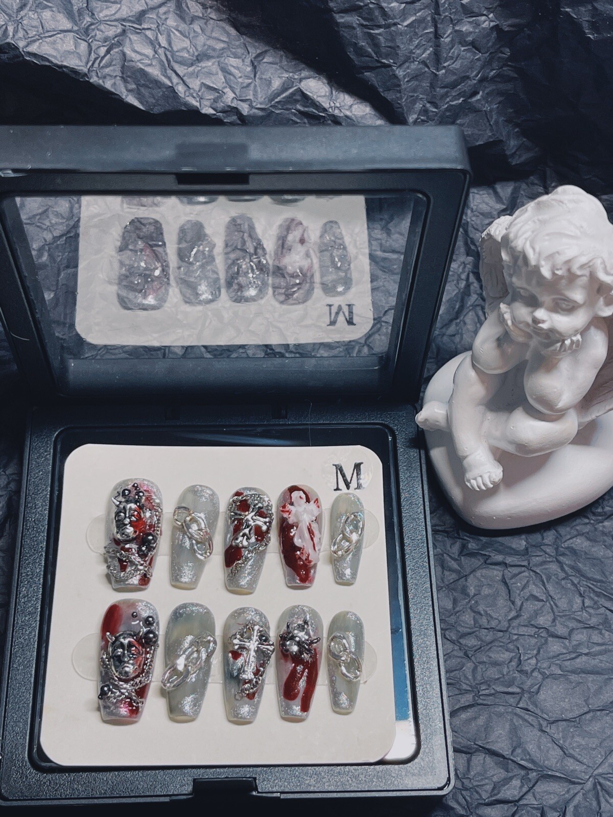 🔥CUSTOM Cool grimace mask Gel Press On False Nails set /Handmade size：M