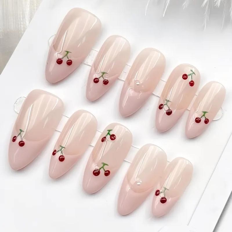 Handmade Colorful Full Stone Press On Nails Short Square Shimmery False Nails