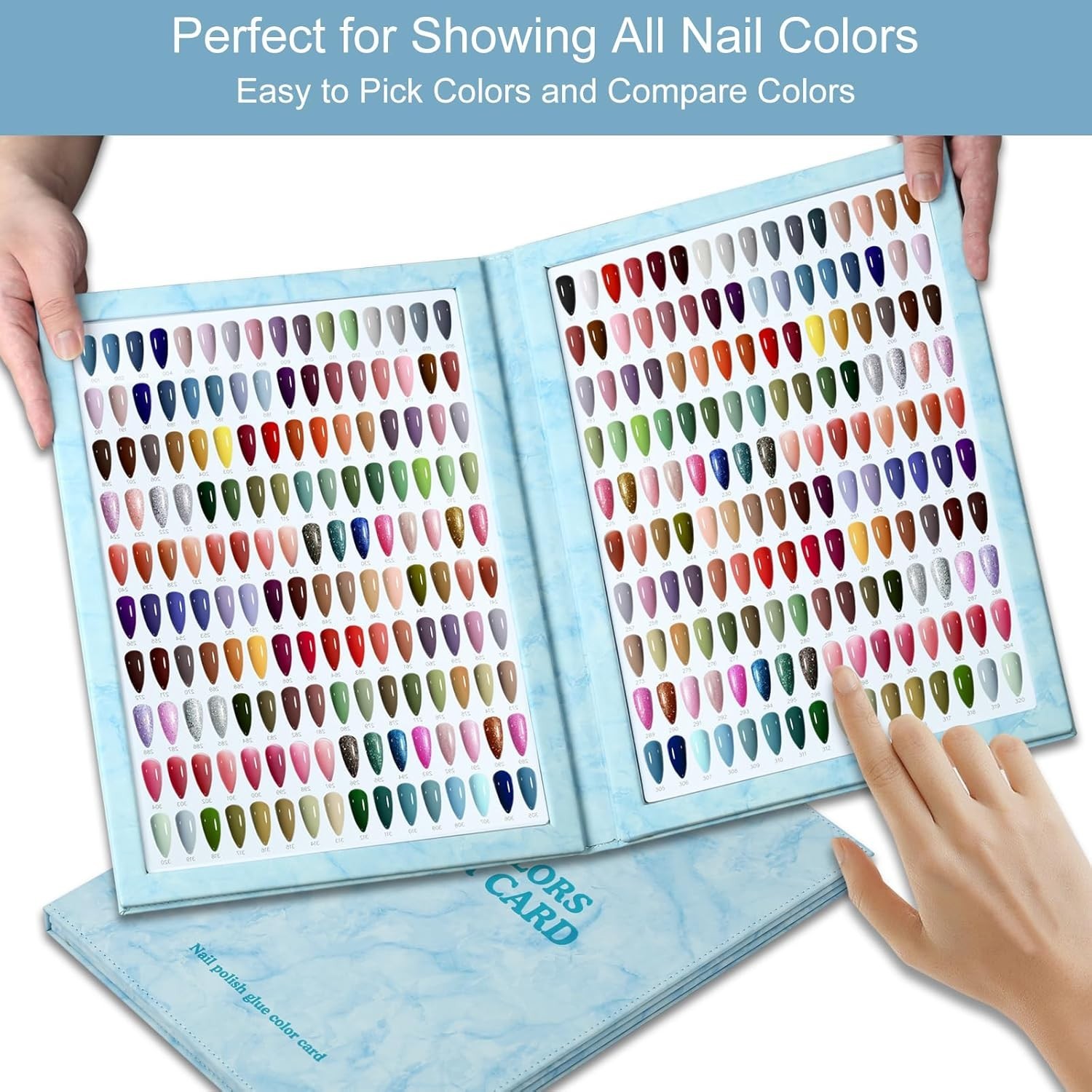 320 Nail Color Book,With 480 Flase Tips & 1-400 Number Sticker Labels,Leather Pr