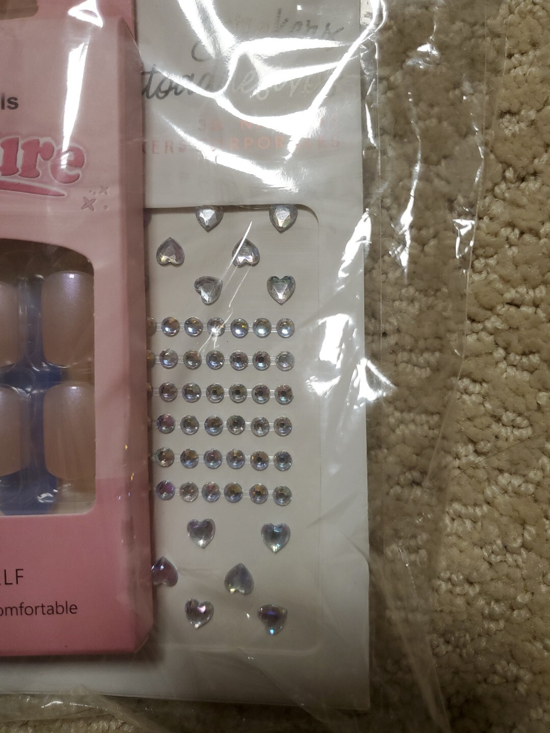 Press On Nails Medium -Light Pink Medium 1 Count (Pack of 24) +3DStickers.
