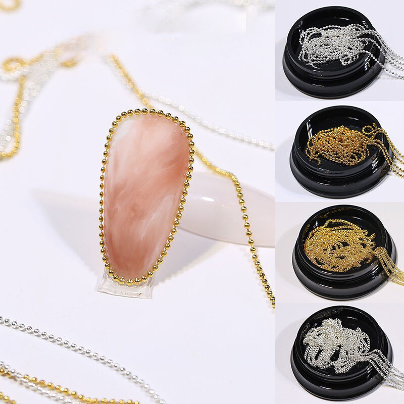 100cm DIY Nail Chain Luxury Nail Art Steel Ball Charms Decor Metal Manicure