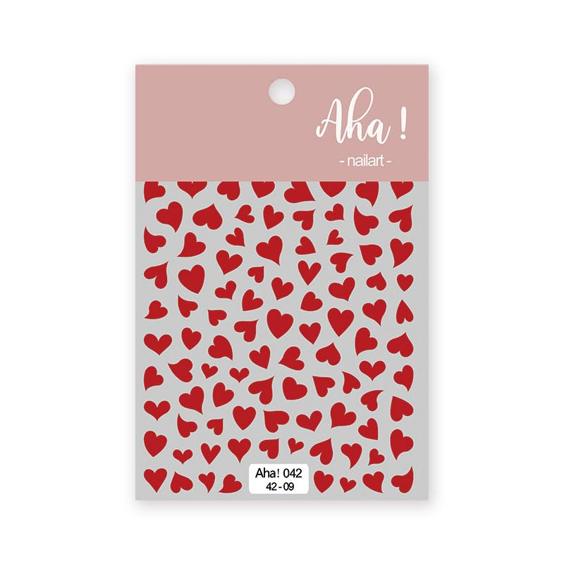 Red Heart Nail Stickers for Nail Art Metallic Valentines Day Nail Decals 3D