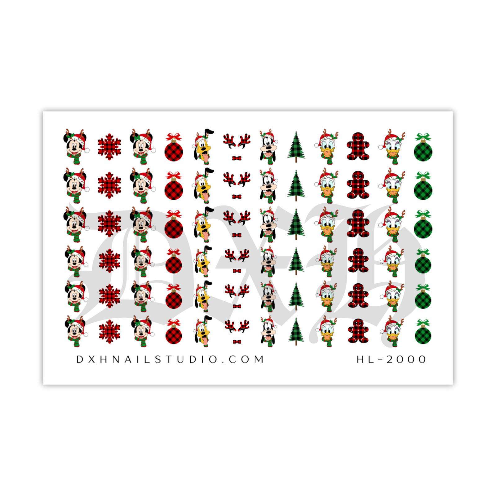 Minnie and Friends Christmas Nail Decals Water Transfer Clear Overlay