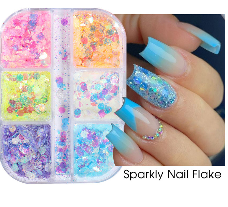6 Grids/box Fluorescence Nail Art Powder Dust Glitter Nails Manicure Decoration