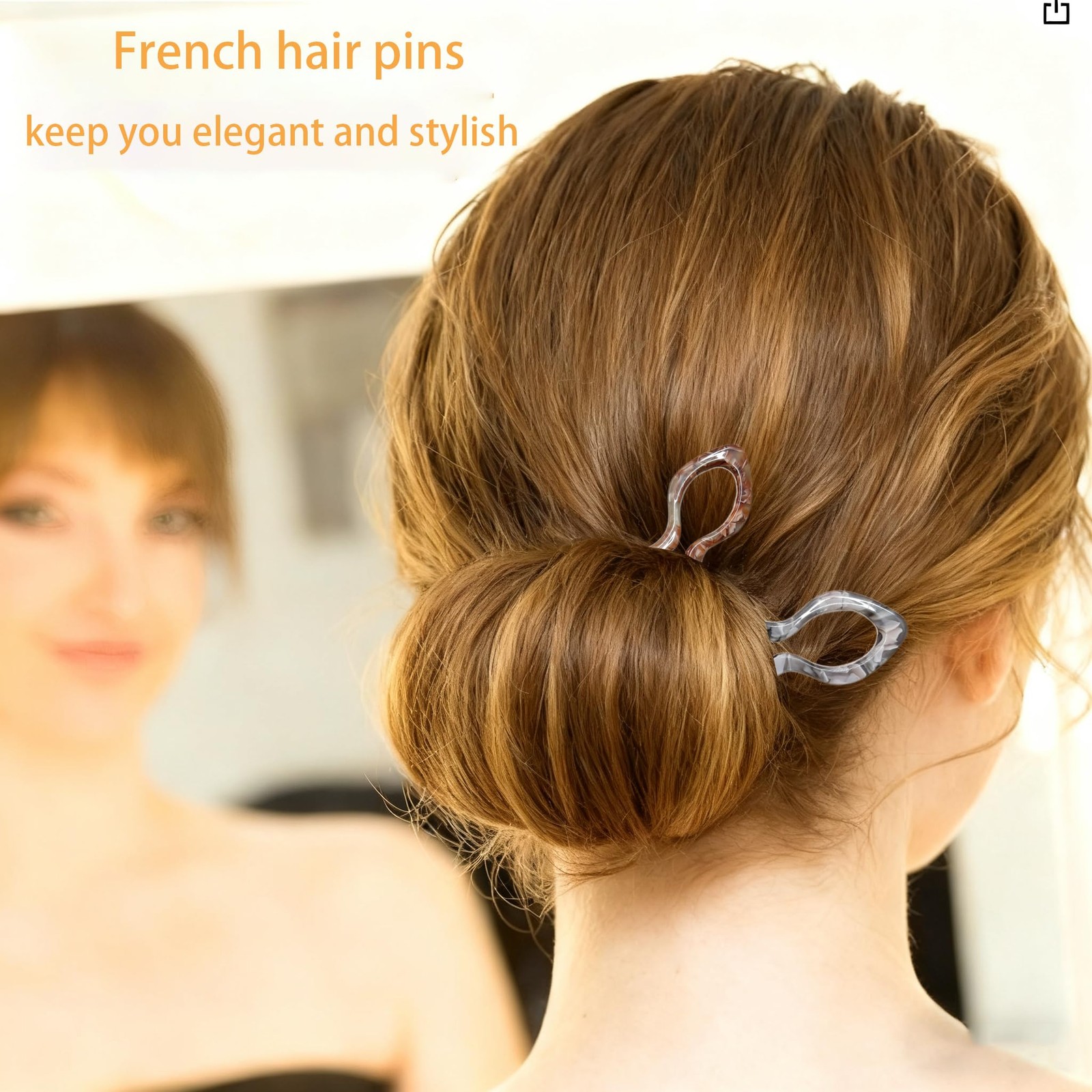 3Pcs Prestige French Hair Pin for Women,Prestige Thin Thick Dark