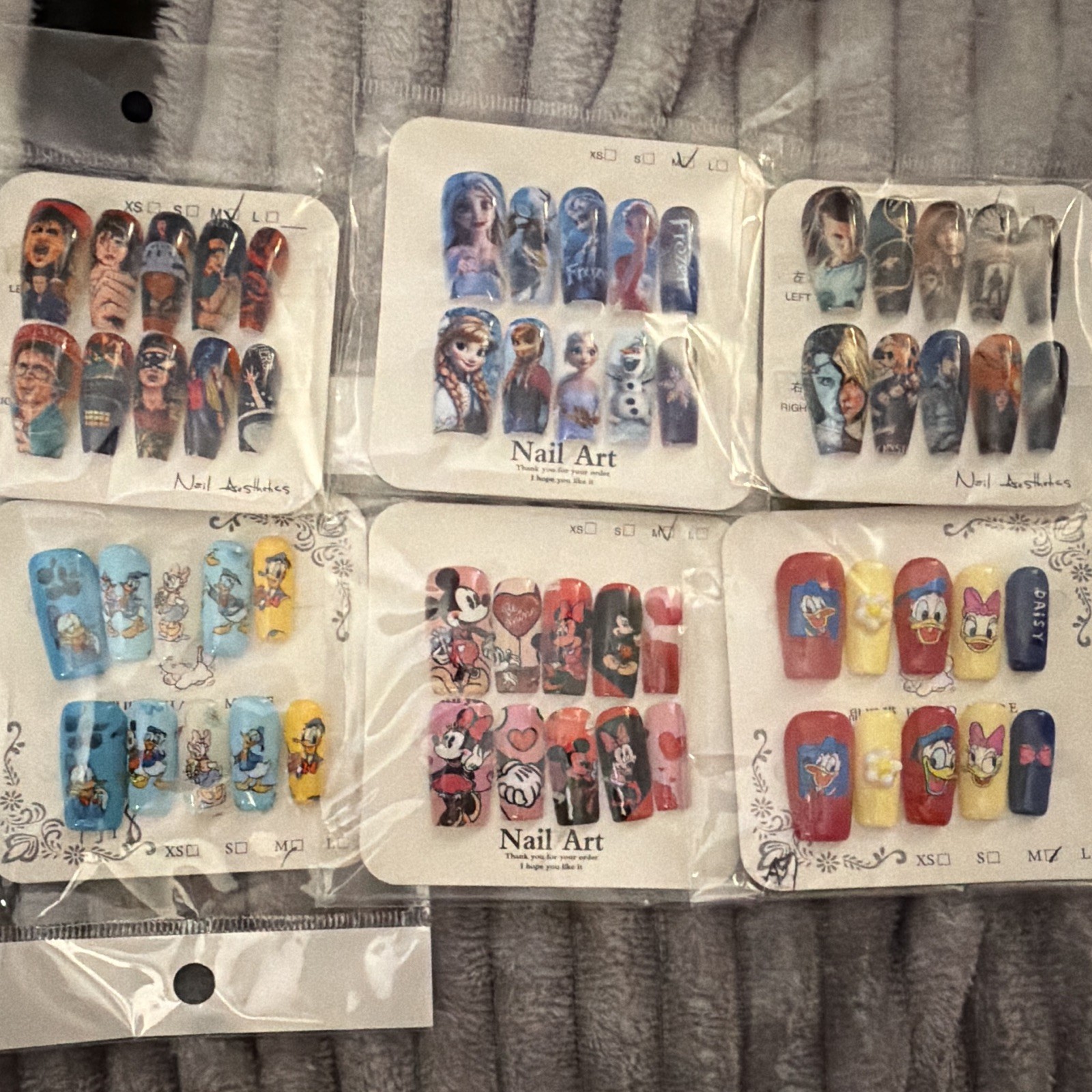 Press-On Nails Size Medium Coffin 3D Cartoon Full Cover Pre-Designed