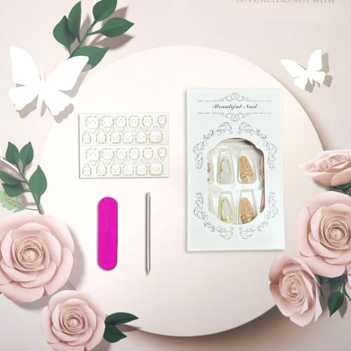 3D Flower Butterfly Press on Nails Spring Summer Floral Handmade False Nail