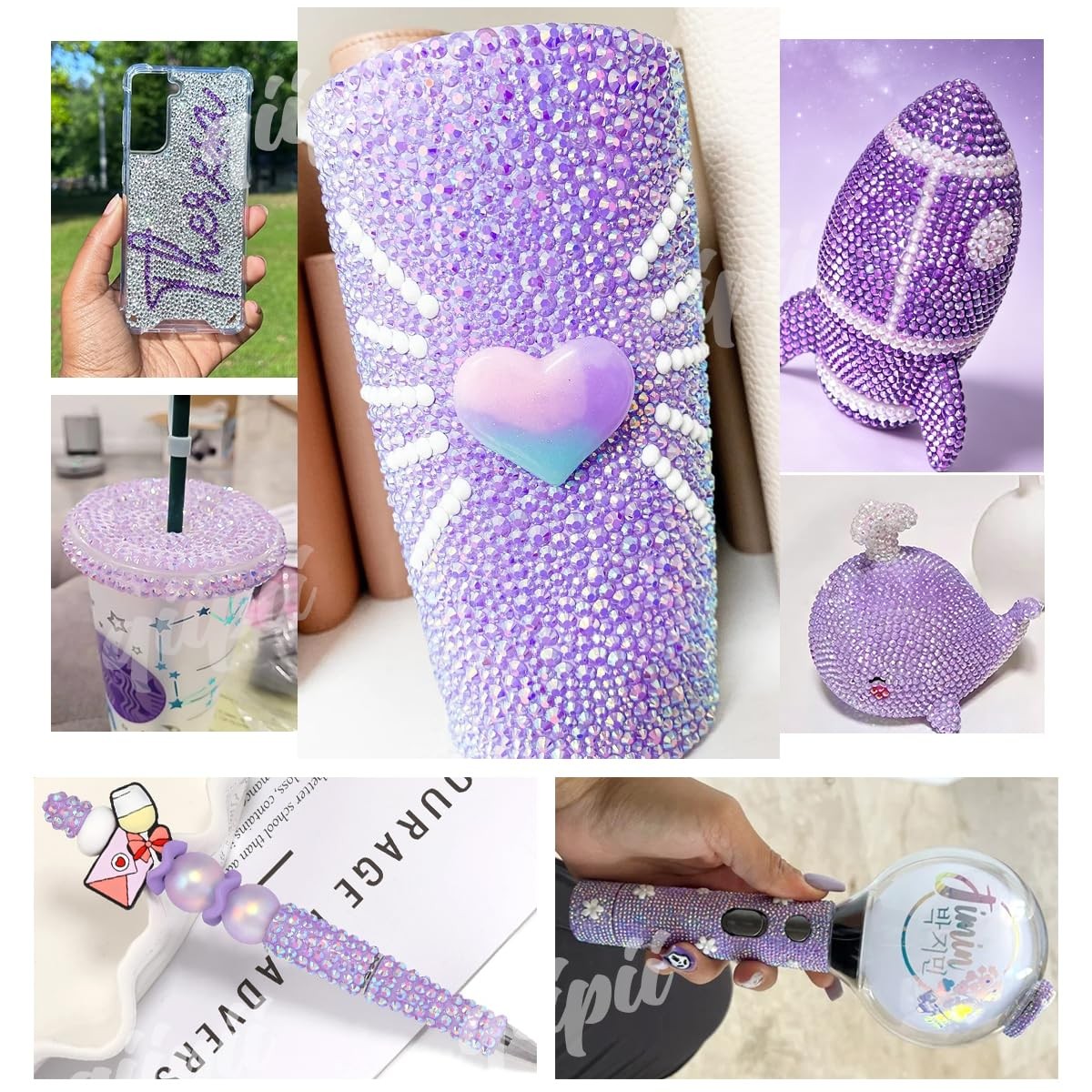 1280PCS 6mm Light Purple AB Resin Rhinestones for Crafts Violet AB Flatback J…