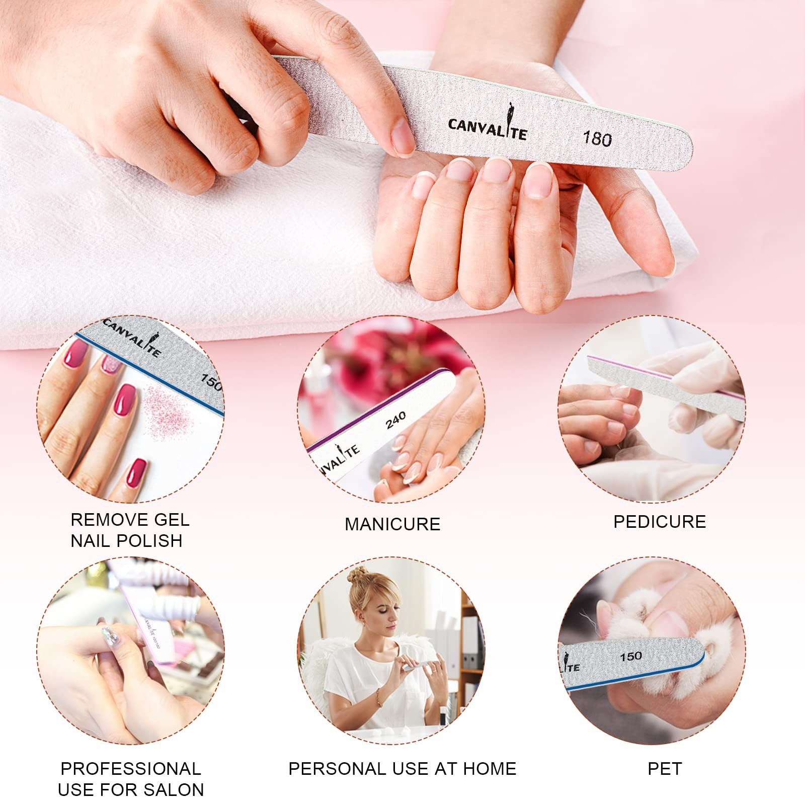 Nail Files Canvalite Nail File and Buffer Professional Emery Boards Washable …