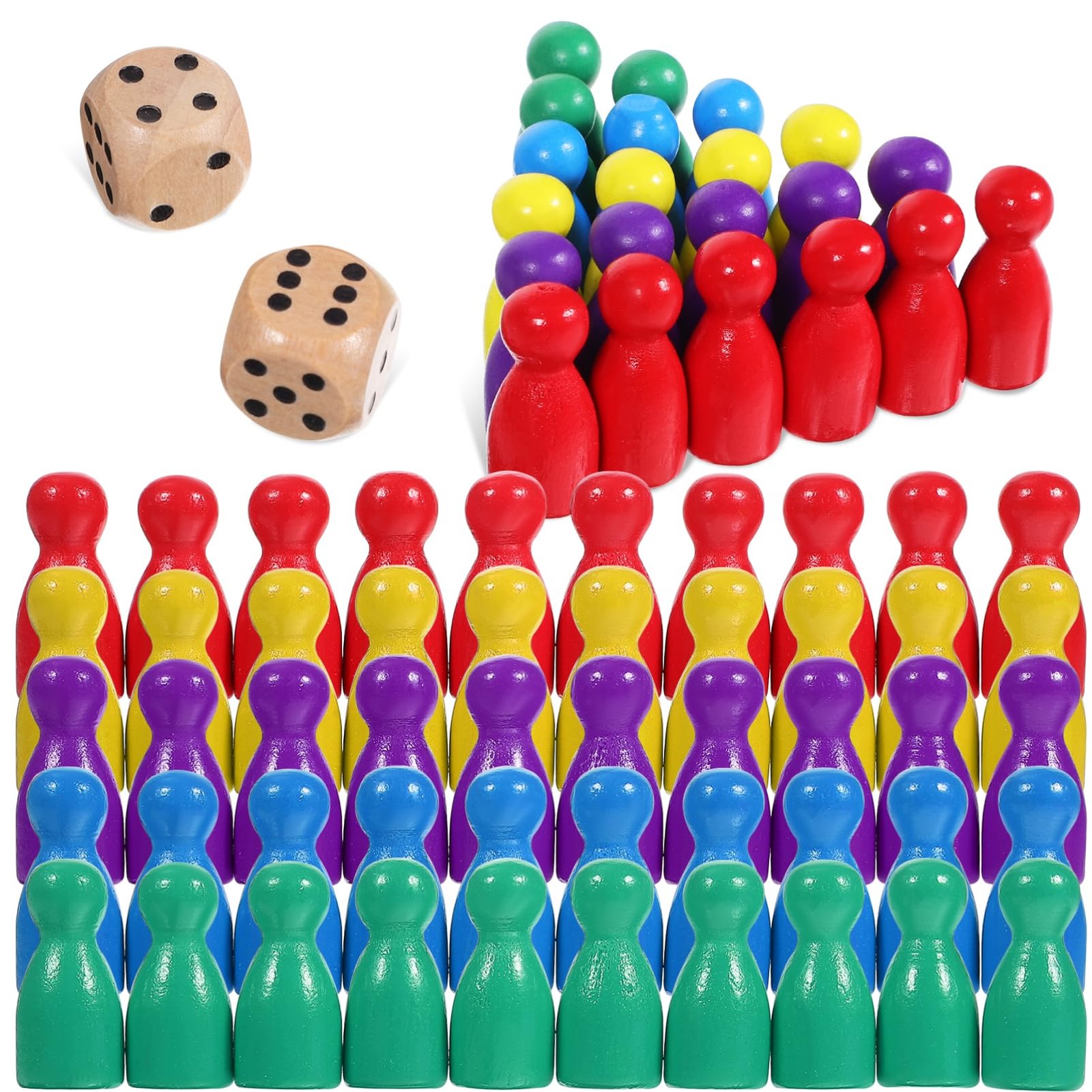 TOPPERFUN 50Pcs Board Game Pieces and Dices, Multicolor Small, As Shown