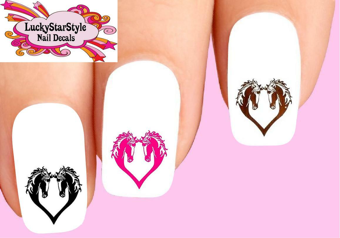 Waterslide Nail Decals Set of 20 – Horses in Heart Assorted