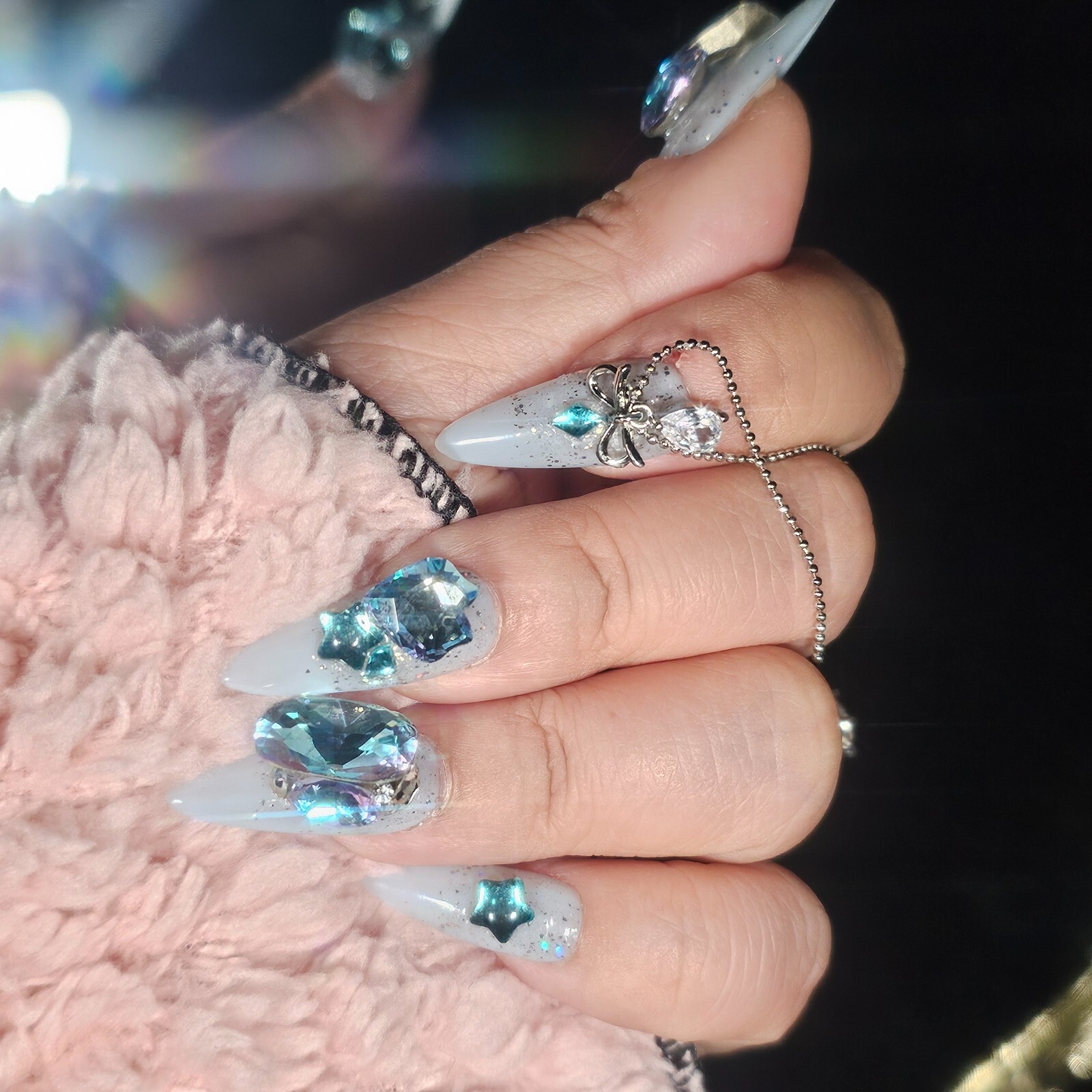 Arctic Teal Handmade by Nail Artist Stiletto Press-On Nails(10pcs/set)