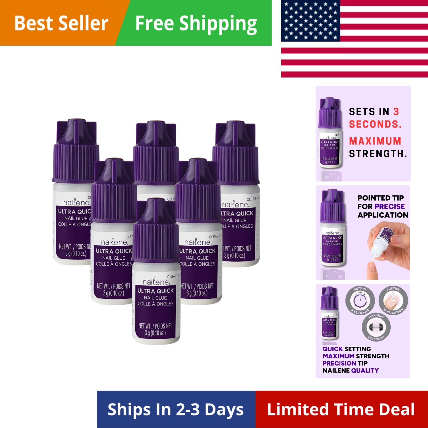Ultra Quick Nail Glue Value Pack, Clear, Pointed Tip Precise Application, Sup…