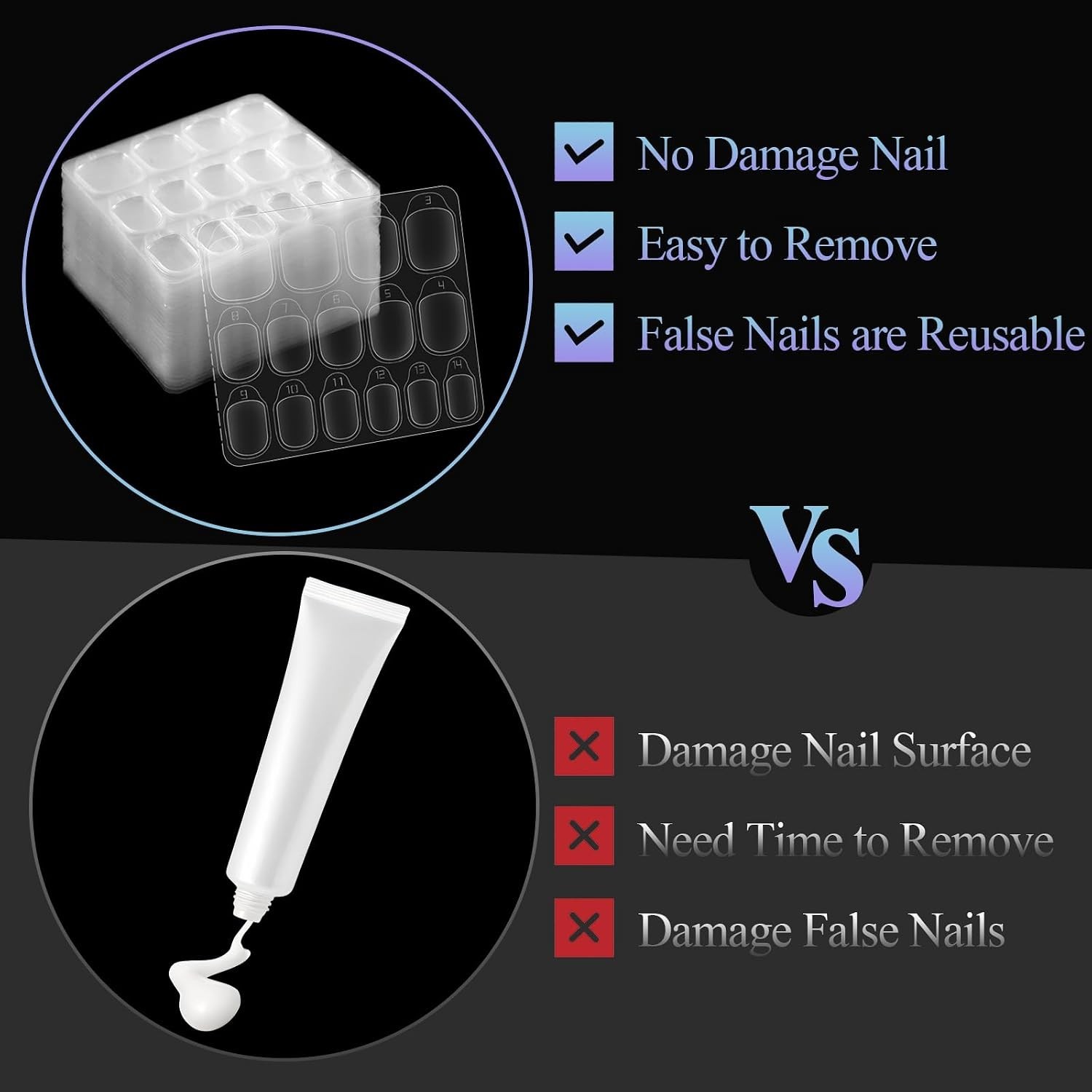 Nail Adhesive Tabs 900P, 15 Sizes of Nail Sticky Tabs, Double Side Sticky Tab…