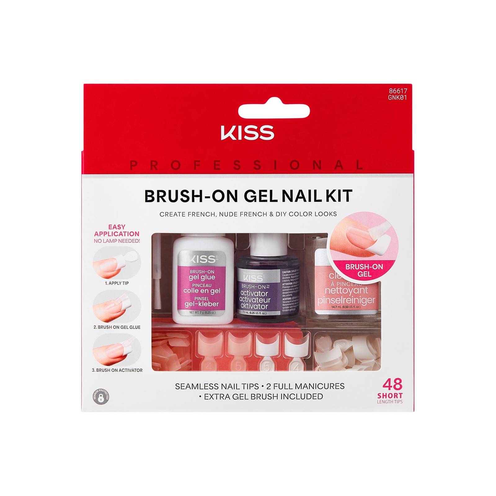 KISS Brush-On Gel Nail Kit 7 Piece Set, White