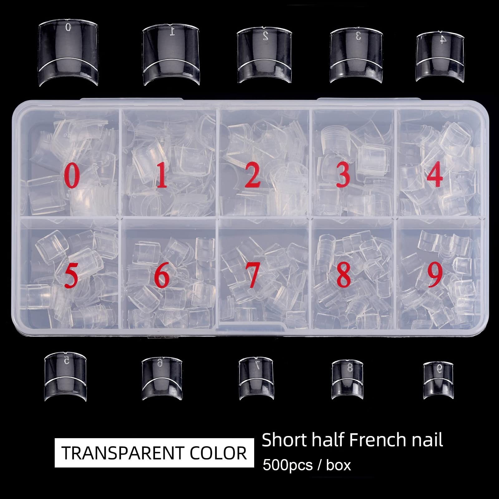Square Nail Tips Half Cover 500Pcs Clear Acrylic Nails French Short False Nails