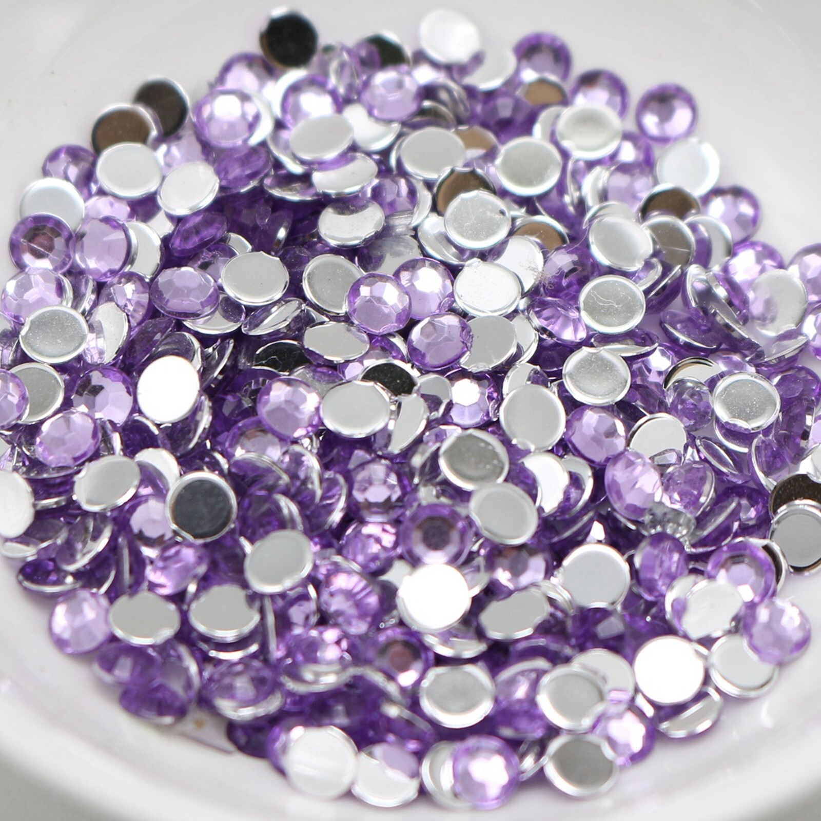 2000 Purple Crystal Acrylic Round Faceted Flatback Rhinestone Gem 4mm SS16 Nail
