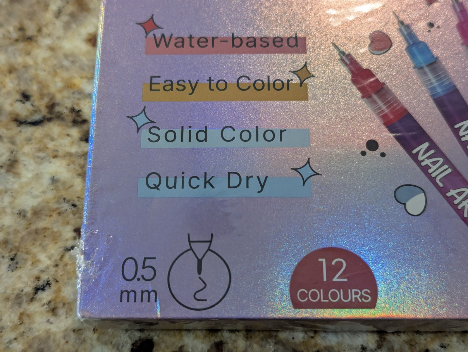 Nails Art Marker 12 piece Set Water Based Quick Dry 0.5mm