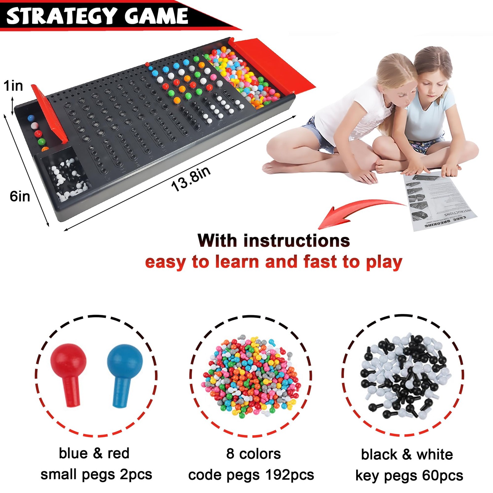 KIDAMI Code Breaker, Classic Codebreaking 6.4 x 14.2 x 0.1 inches, Black
