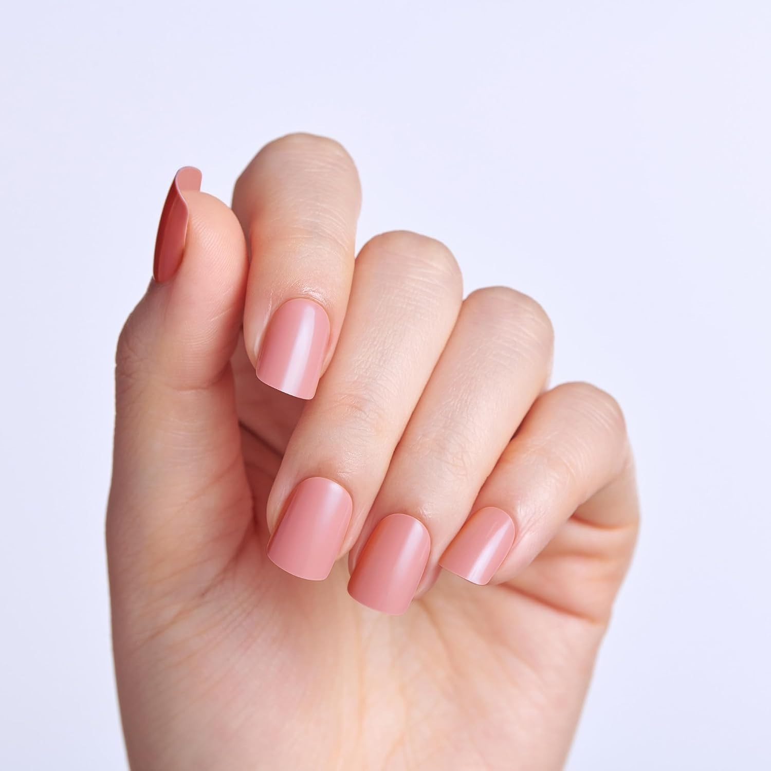 No Glue Mani Press On Nails, Color, ‘Your Magic’, Pink, Short Size, Squoval S…