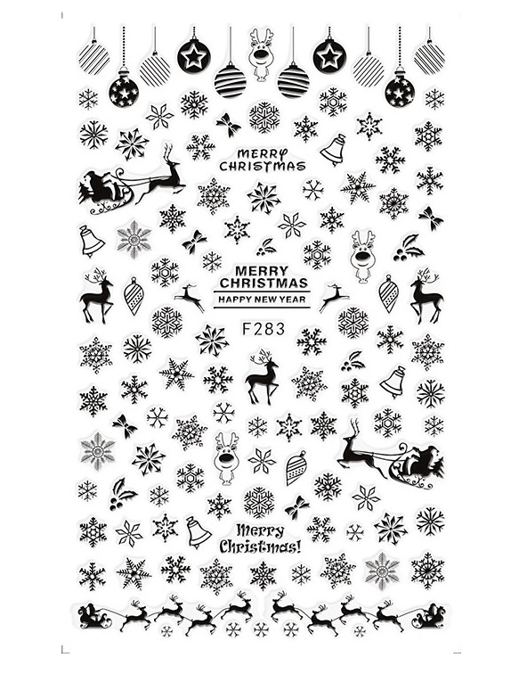 Christmas Winter New Year Snowflake Snowman Stocking 3D Art Nail Sticker NH13