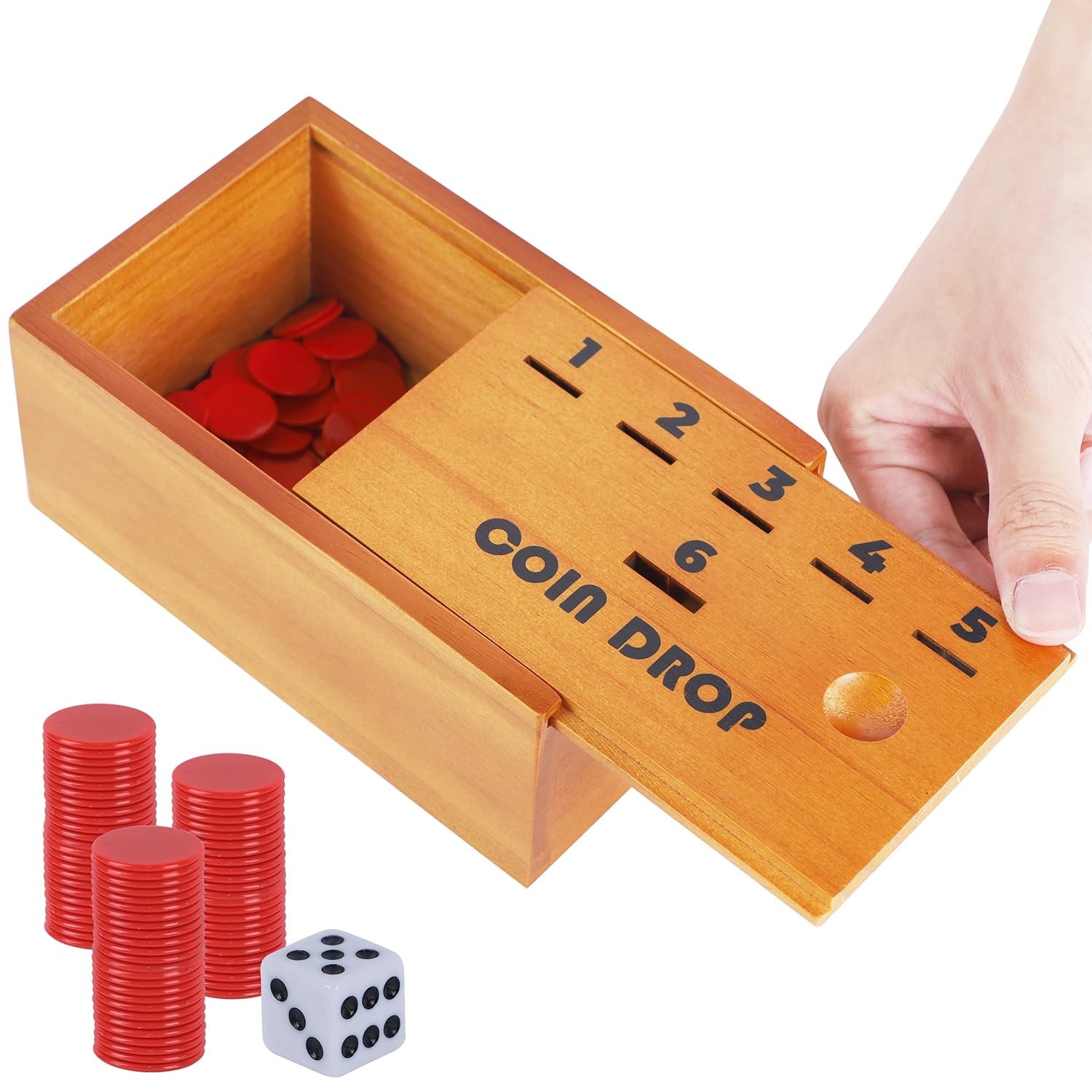 Juegoal Coin Drop Set, Pennies Dice Games for Kids 6.3 x 4 x 2.8 Inches, Red