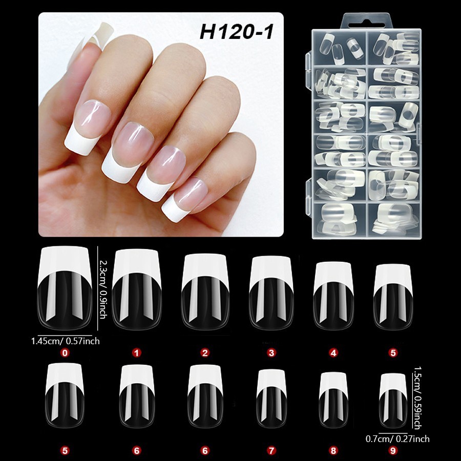 120Pcs False Nail Tips Short French Half Cover Artificial Acrylic Nails Clear