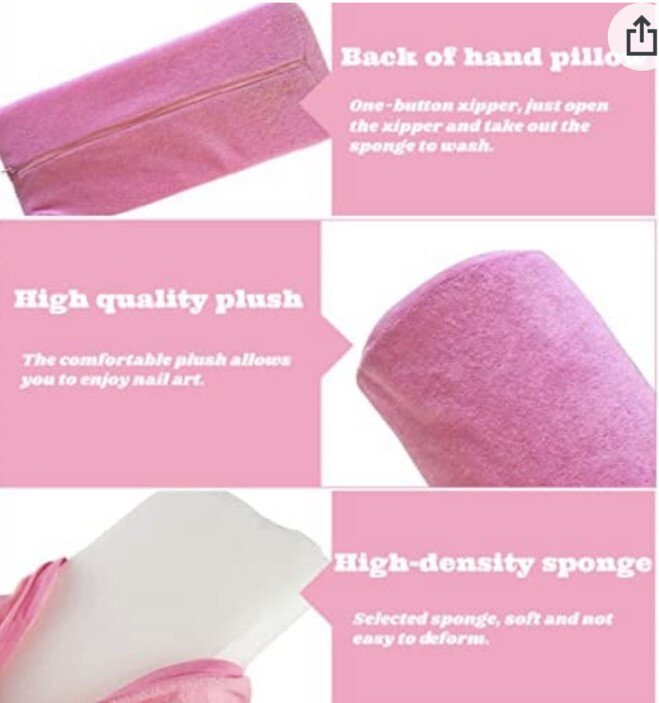 Black Soft Plush Manicure Nail Art Hand Cushion Pillow in Black 28cm X 12cm X 7
