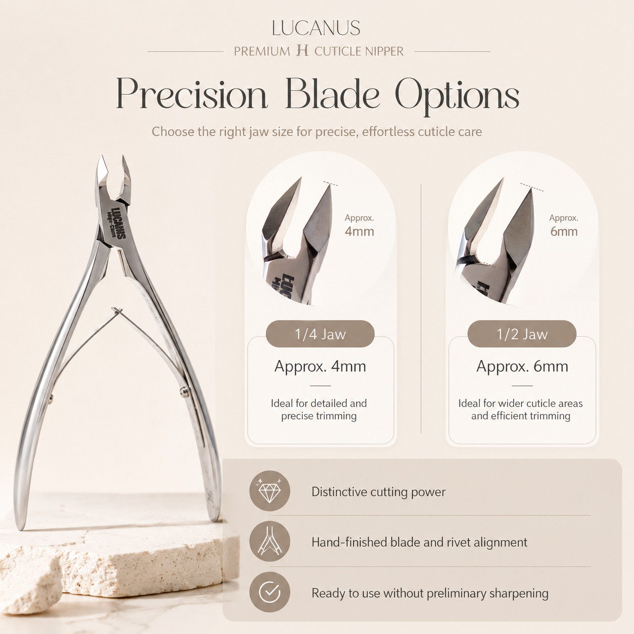 LUCANUS Premium H Cuticle Nipper Professional Manicure Nail Care Tool K-Beauty
