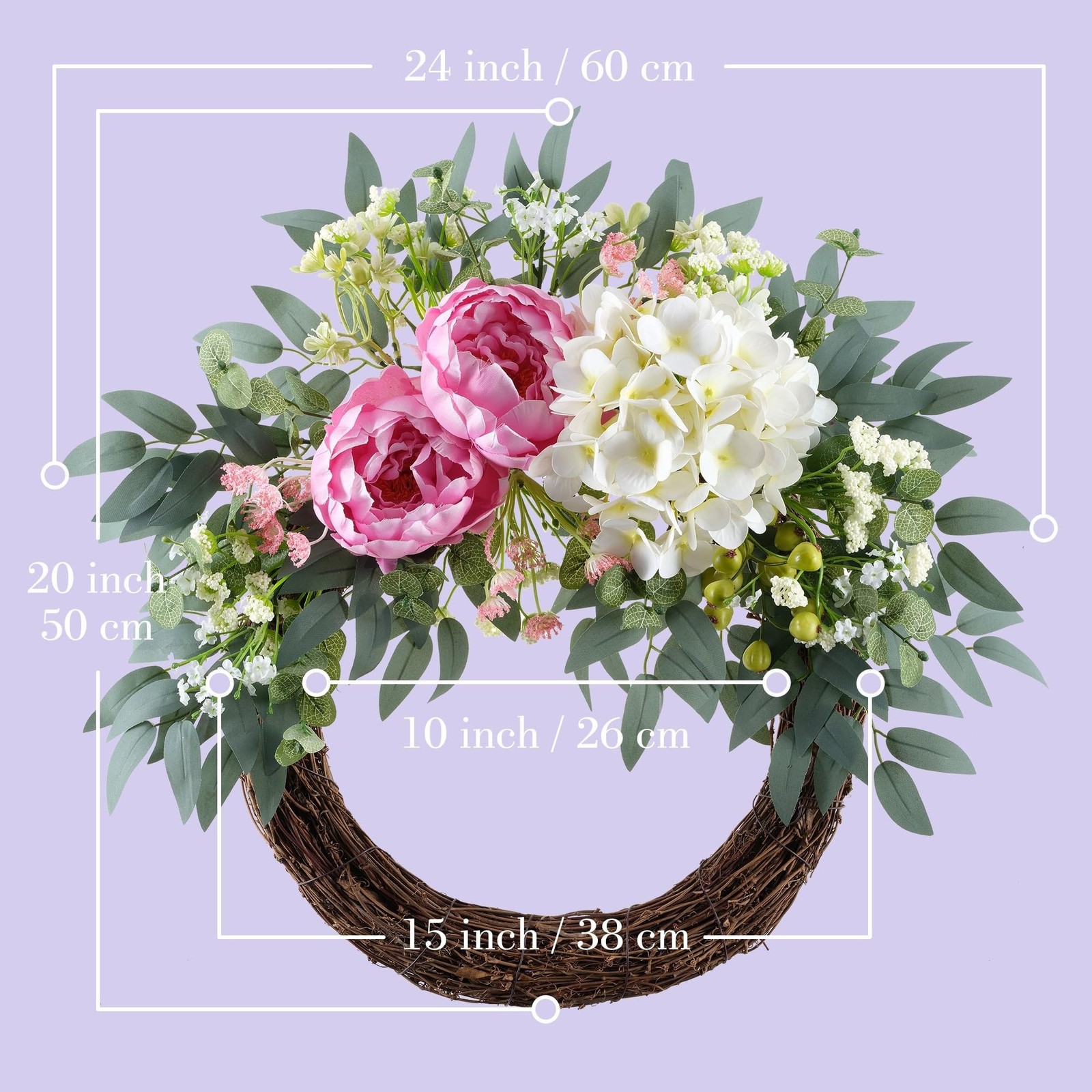 4 in1 All-Season Interchangeable Grapevine Wreath, DIY Kit with Silk Flowers,…