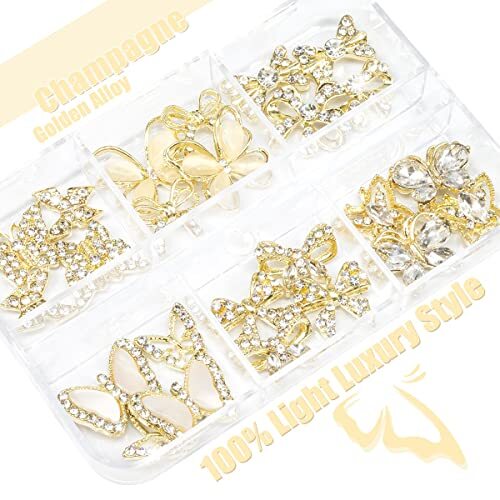 32 Pcs Butterfly Nail 1 Box Luxury Style Nail Charms – Golden Butterflies(A)