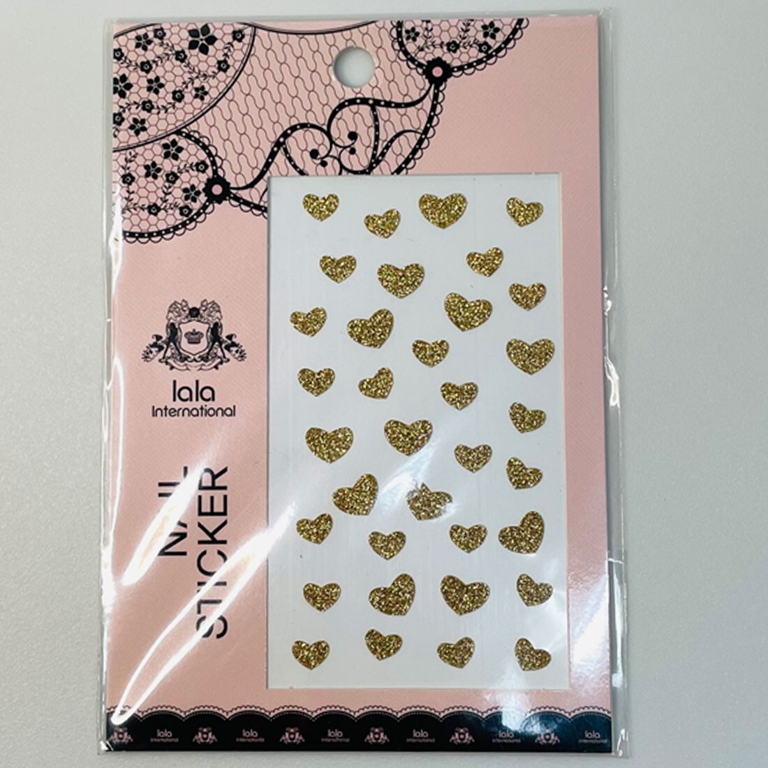 Sparkle 3D Nail Decorations Gold Hearts DIY Raised Stickers Made in Korea Art