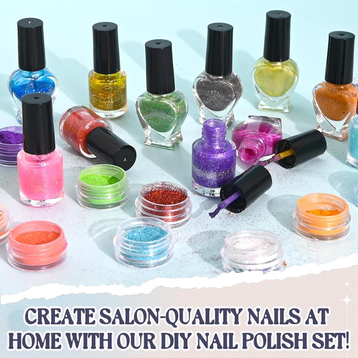 Nail Polish Making Kit, DIY Nail Art Kit for Beginners with Everything, 12 Empty