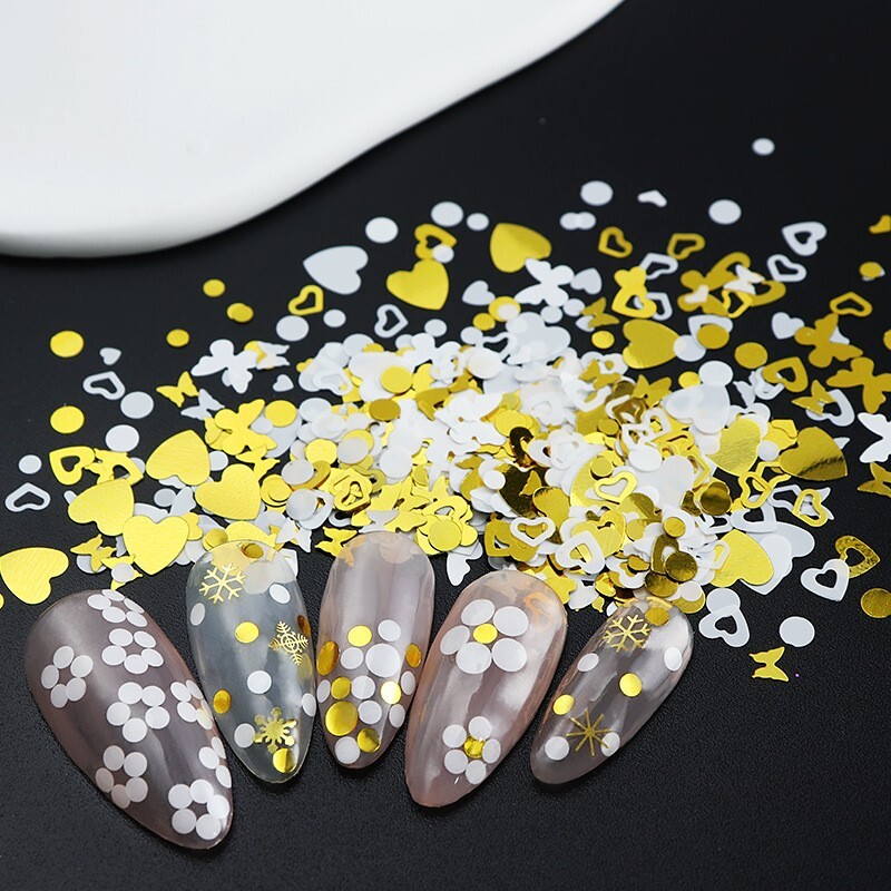 Nail Art Glitter Powder Butterfly /Heart/Flowers Sequins Flakes DIY Decor 6Grids